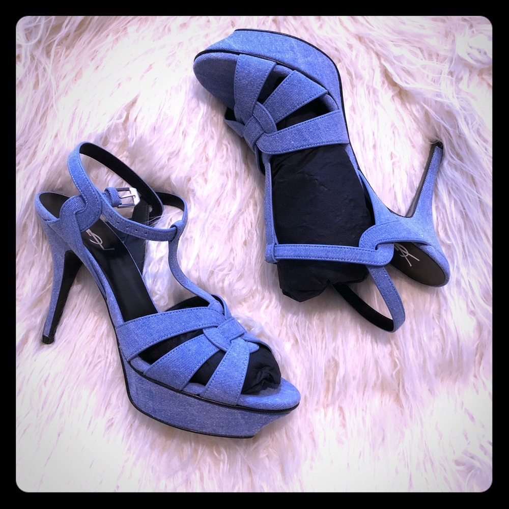 YSL Denim Tribute Sandal